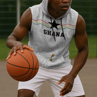 Custom World Football 2026 Ghana Sleeveless Hoodie Black Stars Rise with White Adinkra Pattern