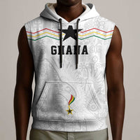 Custom World Football 2026 Ghana Sleeveless Hoodie Black Stars Rise with White Adinkra Pattern