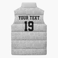 Custom World Football 2026 Ghana Sleeveless Puffer Jacket Black Stars Rise with White Adinkra Pattern