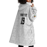 Custom World Football 2026 Ghana Wearable Blanket Hoodie Black Stars Rise with White Adinkra Pattern