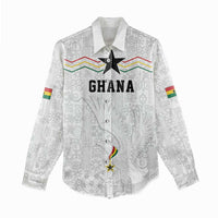 Custom World Football 2026 Ghana Women Casual Shirt Black Stars Rise with White Adinkra Pattern