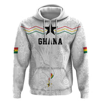 Custom World Football 2026 Ghana Zip Hoodie Black Stars Rise with White Adinkra Pattern