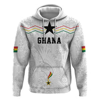 Custom World Football 2026 Ghana Zip Hoodie Black Stars Rise with White Adinkra Pattern