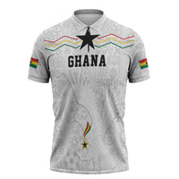 Custom World Football 2026 Ghana Zipper Polo Shirt Black Stars Rise with White Adinkra Pattern