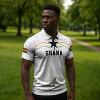 Custom World Football 2026 Ghana Zipper Polo Shirt Black Stars Rise with White Adinkra Pattern