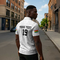 Custom World Football 2026 Ghana Zipper Polo Shirt Black Stars Rise with White Adinkra Pattern