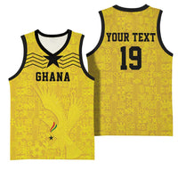 Custom World Football 2026 Ghana Basketball Jersey Black Stars Rise with Yellow Adinkra Pattern
