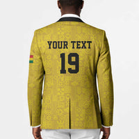Custom World Football 2026 Ghana Blazer Black Stars Rise with Yellow Adinkra Pattern