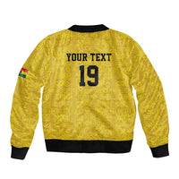 Custom World Football 2026 Ghana Bomber Jacket Black Stars Rise with Yellow Adinkra Pattern