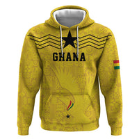 Custom World Football 2026 Ghana Hoodie Black Stars Rise with Yellow Adinkra Pattern