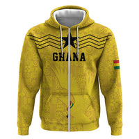 Custom World Football 2026 Ghana Hoodie Black Stars Rise with Yellow Adinkra Pattern