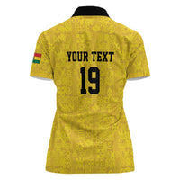 Custom World Football 2026 Ghana Women Polo Shirt Black Stars Rise with Yellow Adinkra Pattern