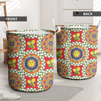 Green Sicilian Majolica Lemon Sun Art Laundry Basket