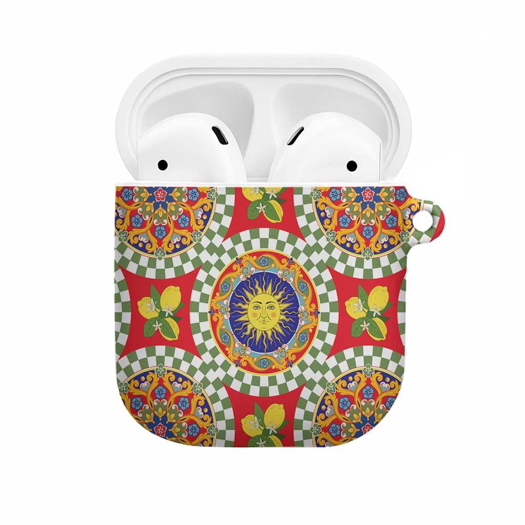 Green Sicilian Majolica Lemon Sun Art AirPods Case