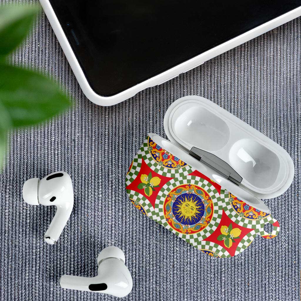Green Sicilian Majolica Lemon Sun Art AirPods Case