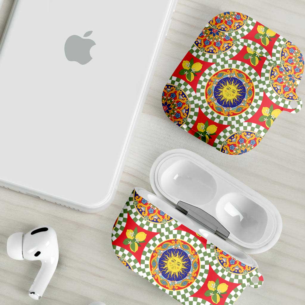 Green Sicilian Majolica Lemon Sun Art AirPods Case