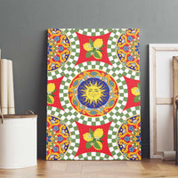 Green Sicilian Majolica Lemon Sun Art Canvas Wall Art