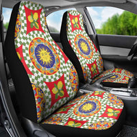 Green Sicilian Majolica Lemon Sun Art Car Seat Cover