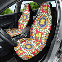 Green Sicilian Majolica Lemon Sun Art Car Seat Cover