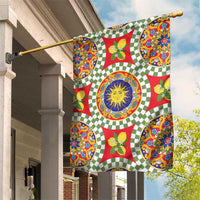 Green Sicilian Majolica Lemon Sun Art Garden Flag