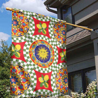 Green Sicilian Majolica Lemon Sun Art Garden Flag
