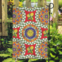 Green Sicilian Majolica Lemon Sun Art Garden Flag