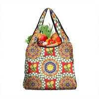 Green Sicilian Majolica Lemon Sun Art Grocery Bag