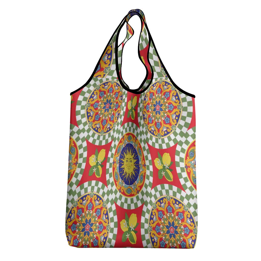 Green Sicilian Majolica Lemon Sun Art Grocery Bag