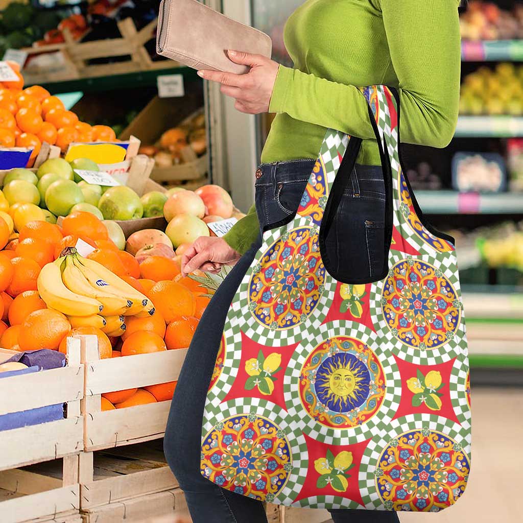 Green Sicilian Majolica Lemon Sun Art Grocery Bag