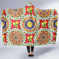 Green Sicilian Majolica Lemon Sun Art Hooded Blanket