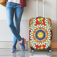 Green Sicilian Majolica Lemon Sun Art Luggage Cover