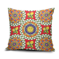 Green Sicilian Majolica Lemon Sun Art Pillow Cover