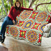 Green Sicilian Majolica Lemon Sun Art Quilt