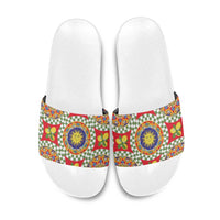 Green Sicilian Majolica Lemon Sun Art Slide Sandals