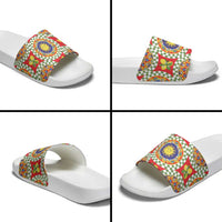 Green Sicilian Majolica Lemon Sun Art Slide Sandals