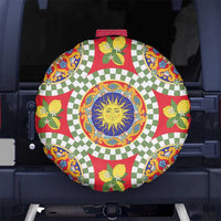 Green Sicilian Majolica Lemon Sun Art Spare Tire Cover