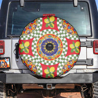 Green Sicilian Majolica Lemon Sun Art Spare Tire Cover