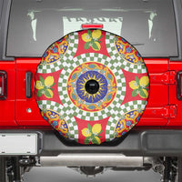 Green Sicilian Majolica Lemon Sun Art Spare Tire Cover