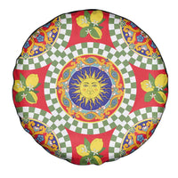 Green Sicilian Majolica Lemon Sun Art Spare Tire Cover
