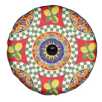 Green Sicilian Majolica Lemon Sun Art Spare Tire Cover
