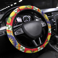 Green Sicilian Majolica Lemon Sun Art Steering Wheel Cover