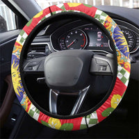 Green Sicilian Majolica Lemon Sun Art Steering Wheel Cover