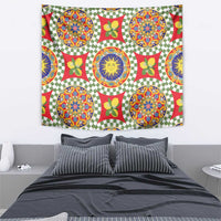 Green Sicilian Majolica Lemon Sun Art Tapestry
