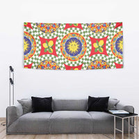 Green Sicilian Majolica Lemon Sun Art Tapestry