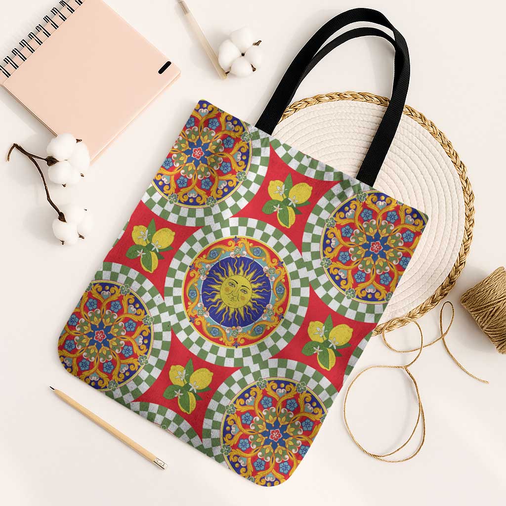 Green Sicilian Majolica Lemon Sun Art Tote Bag