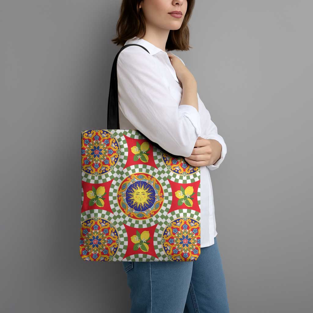 Green Sicilian Majolica Lemon Sun Art Tote Bag
