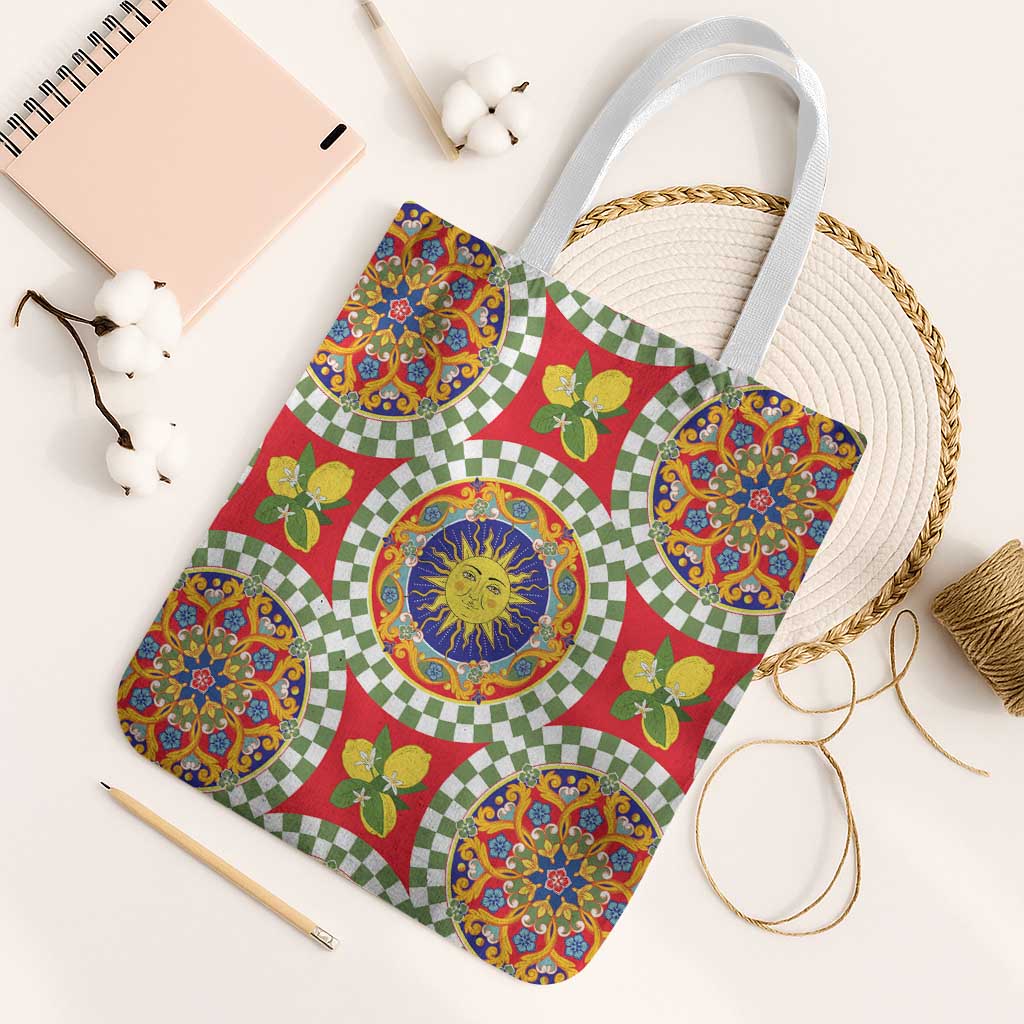Green Sicilian Majolica Lemon Sun Art Tote Bag