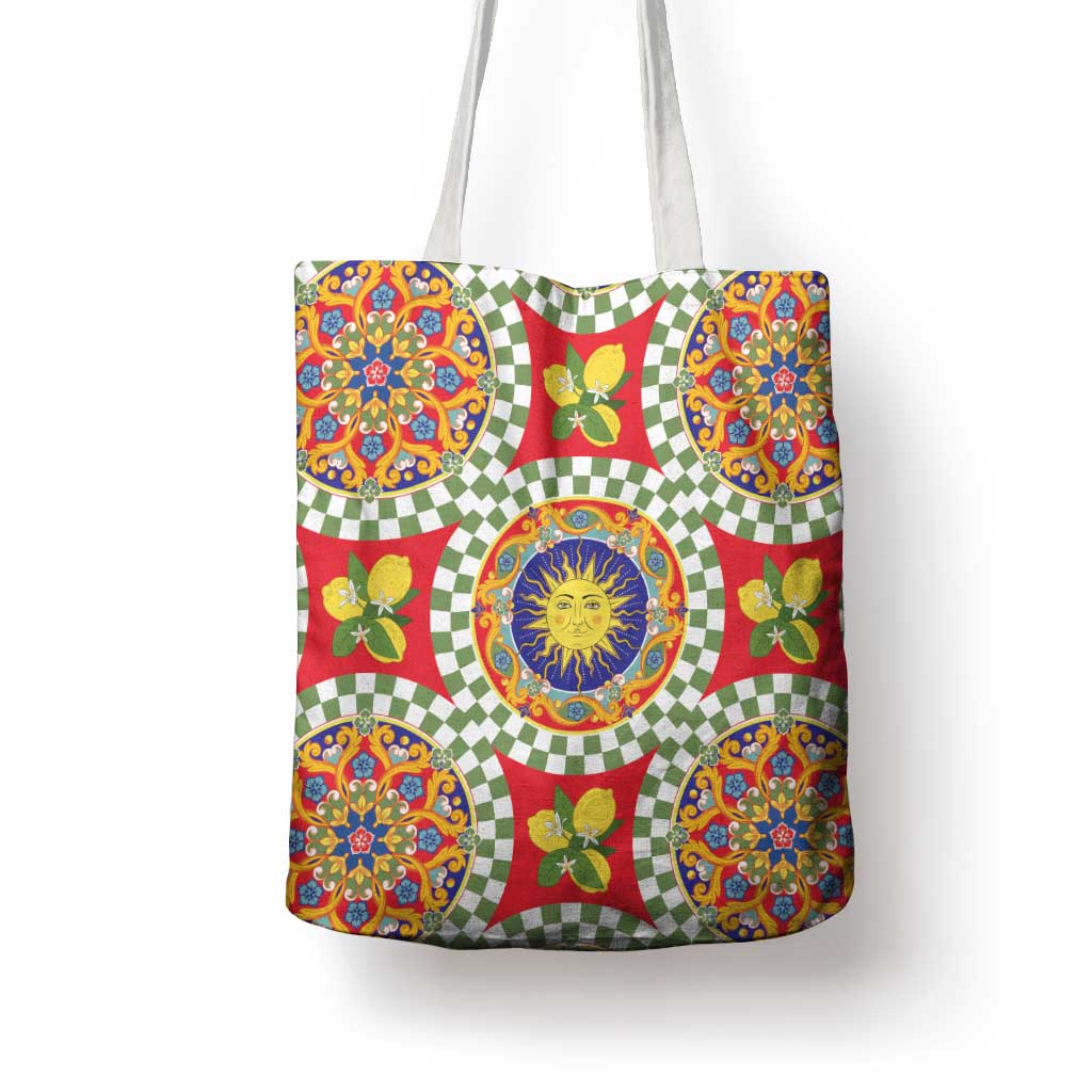 Green Sicilian Majolica Lemon Sun Art Tote Bag