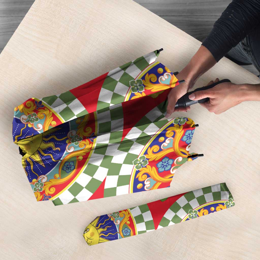 Green Sicilian Majolica Lemon Sun Art Umbrella