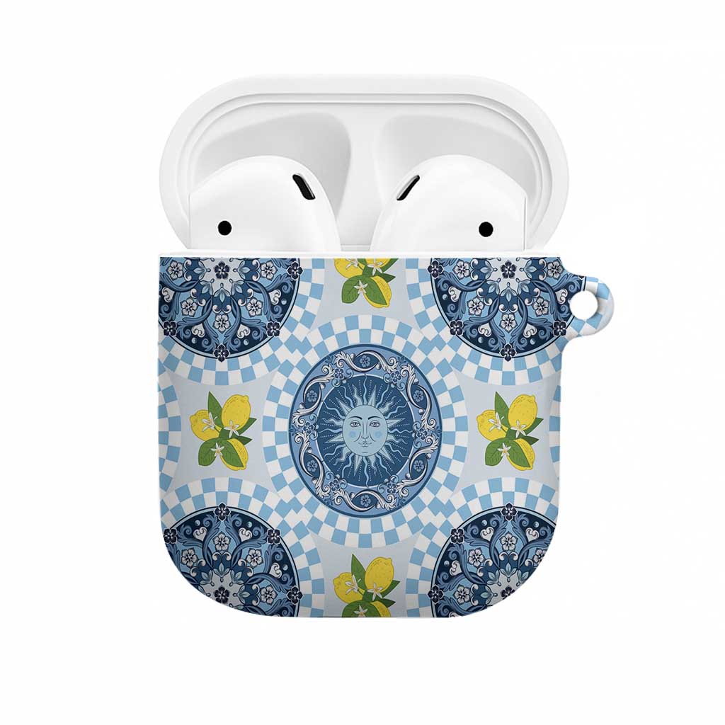Blue Sicilian Majolica Lemon Sun Art AirPods Case